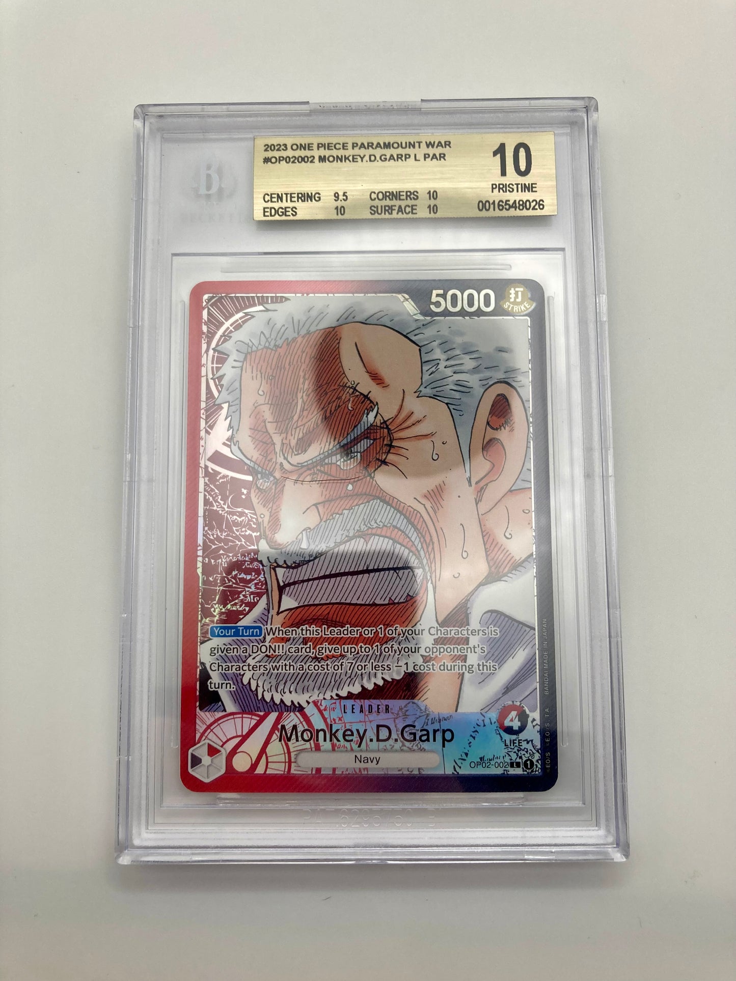 BGS 10 - Monkey D Garp OP02-002 L - Alt Art Parallel Leader (Pre-Errata) - Premium from Hero Cards - Just $435! Shop now at Hero Cards