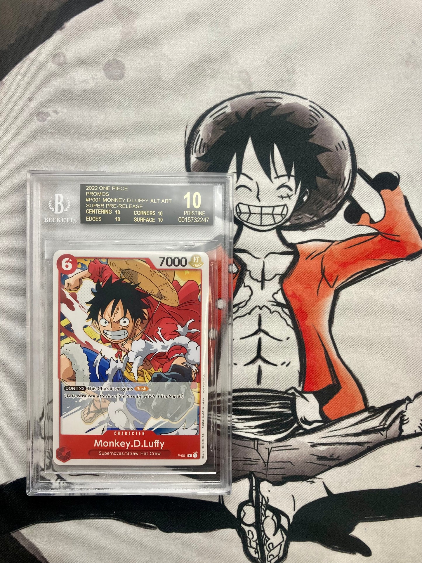 BGS BLACK LABEL - Monkey D Luffy P-001 - Top 8 Super Pre-Release Promo - Premium from Hero Cards - Just $645! Shop now at Hero Cards