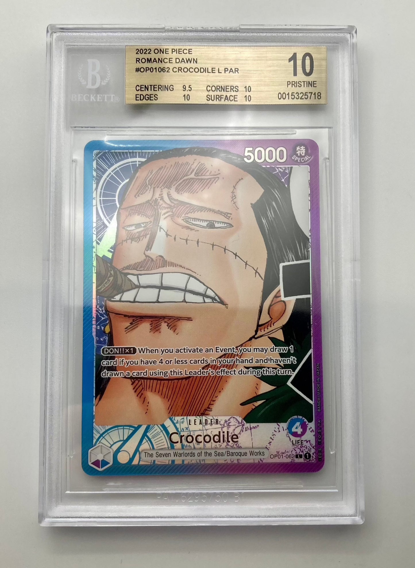 BGS 10 - Crocodile - Alt Art Leader OP01-062 - Romance Dawn - Premium from Hero Cards - Just $495! Shop now at Hero Cards