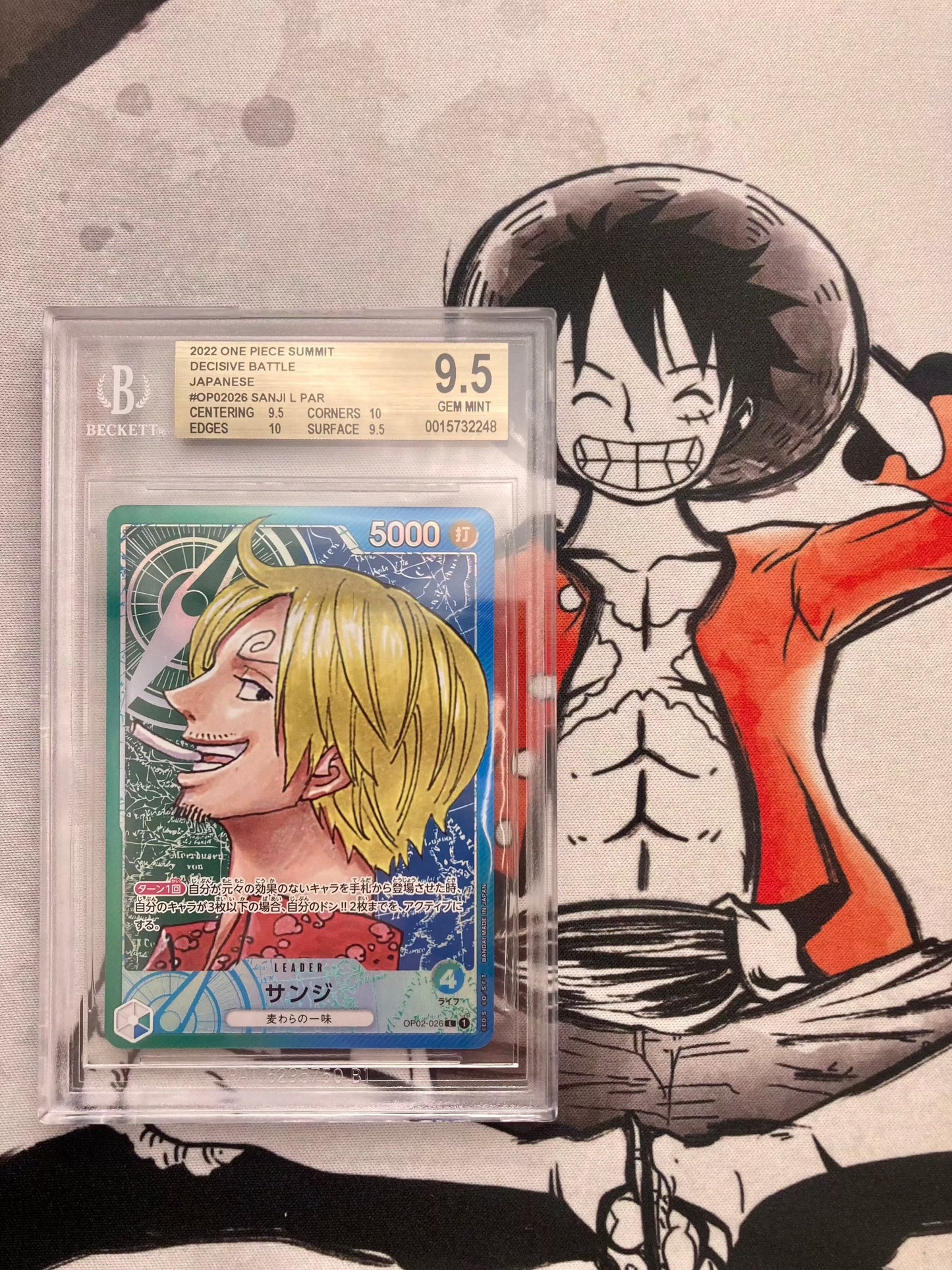 BGS 9.5 - Sanji - Alt Art Parallel Leader OP02-026 - Japanese - Premium from Hero Cards - Just $84.95! Shop now at Hero Cards