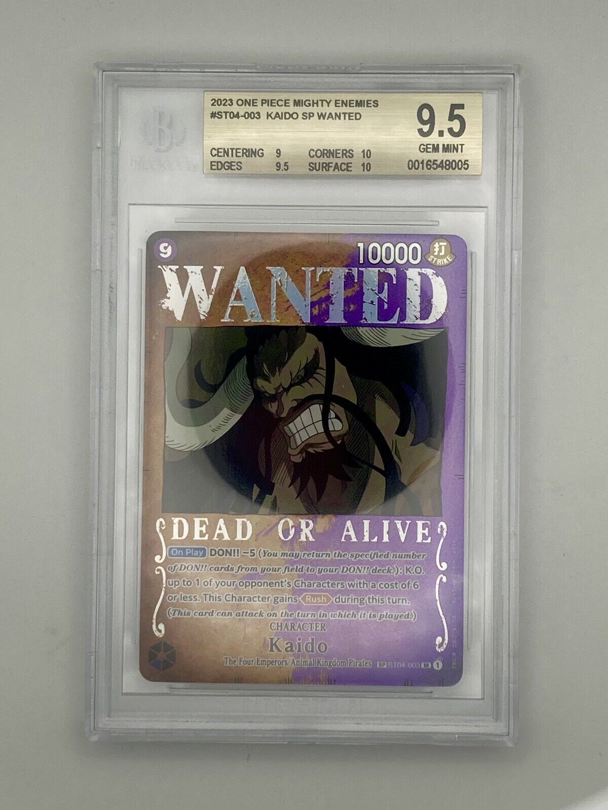 BGS 9.5 - Wanted Kaido - ST04-003 - OP03 Alt Art Parallel - One Piece Card Game - Premium from Hero Cards - Just $125! Shop now at Hero Cards