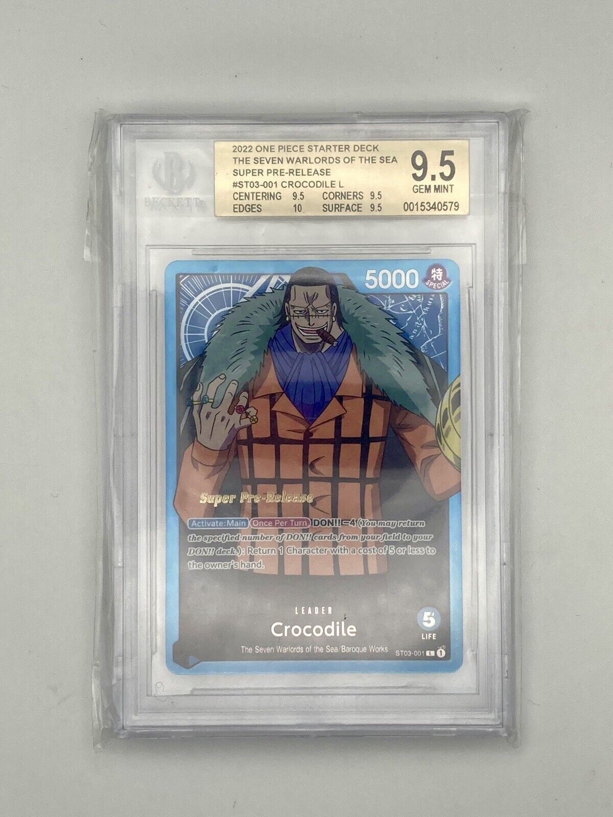 BGS 9.5 - Super Pre-Release - Crocodile Leader ST03-001 L - One Piece Card Game | Best Price in 2024 at Hero Cards BGS 9.5 - Super Pre-Release - Crocodile Leader ST03-001 L - One Piece Card Game | Best Price in 2024 at Hero Cards