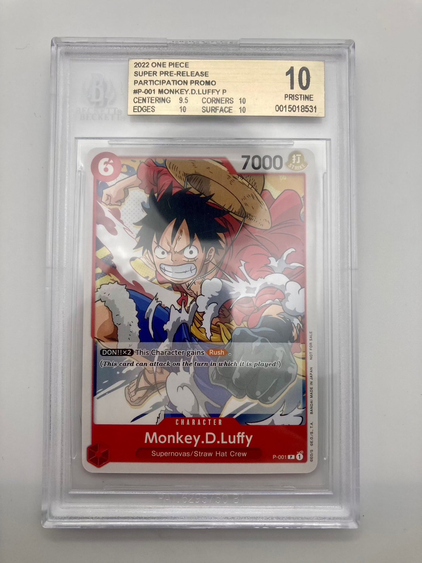 BGS 10 - Super Pre-Release Top 8 - Monkey.D.Luffy P-001 - Premium from Hero Cards - Just $130! Shop now at Hero Cards