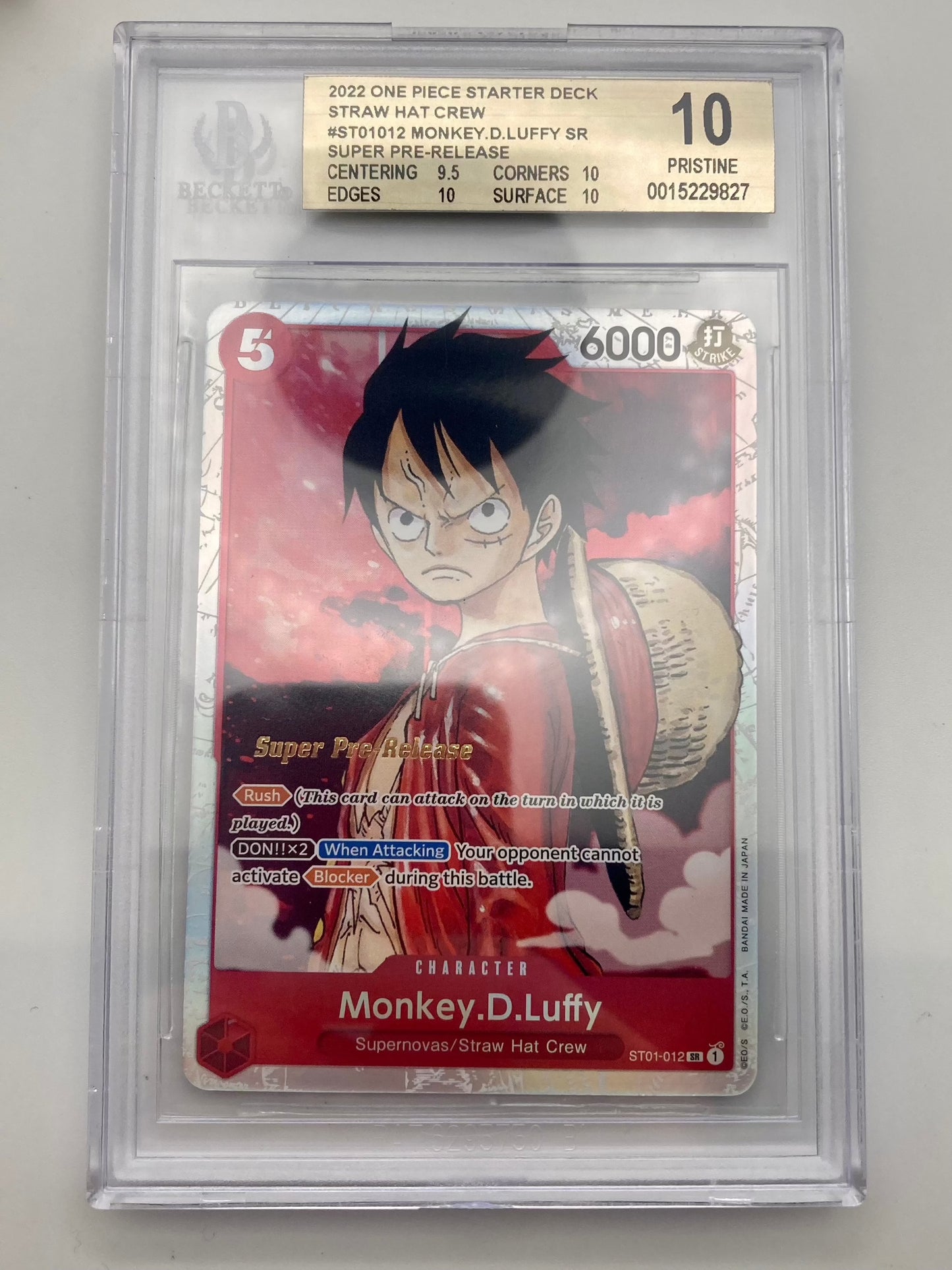 BGS 10 - Super Pre-Release - Monkey.D.Luffy ST01-012 SR - 1st Edition - Premium from Hero Cards - Just $120! Shop now at Hero Cards