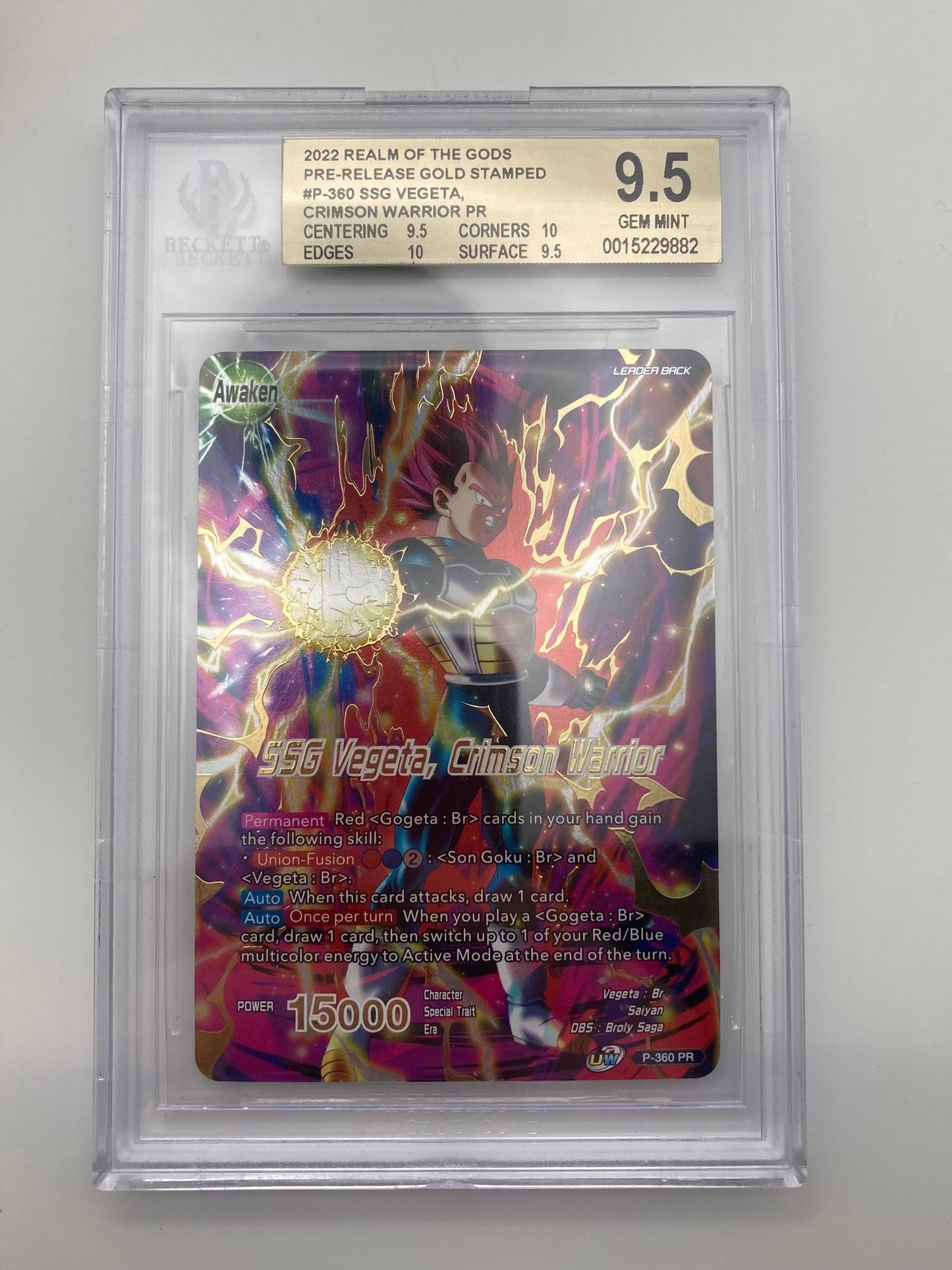 BGS 9.5 - Winner Stamped - SSG Vegeta, Crimson Warrior P-360 - Premium from Hero Cards - Just $44.95! Shop now at Hero Cards